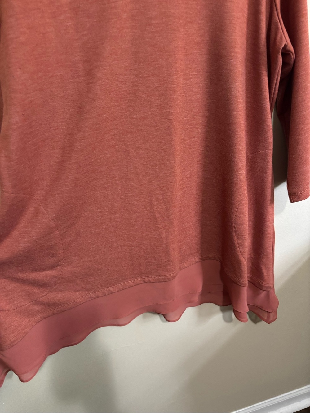 Logo Lounge Terra Cotta V-Neck Tunic with Chiffon Hem - Picture 3 of 7